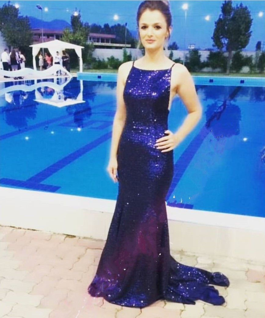 Royal Purple Glitter Prom Dresses